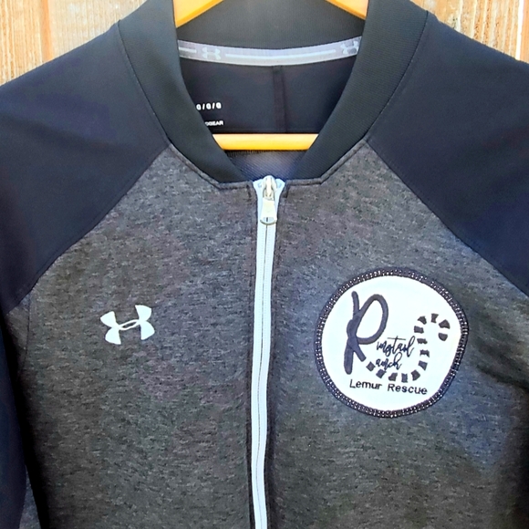 ๐ Black & Gray Large Under Armour Coldgear Zippered Windbreaker Running Jacket - Picture 3 of 16